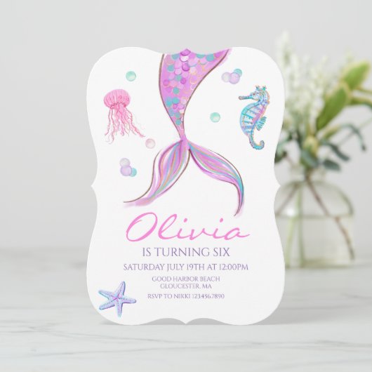 Mermaid Tail onder de uitnodiging tot vrijdag van (Staand voorkant)