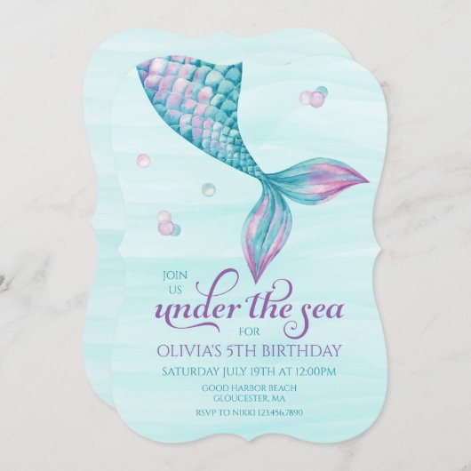 Mermaid Tail onder de uitnodiging tot vrijdag van (Voorkant / Achterkant)