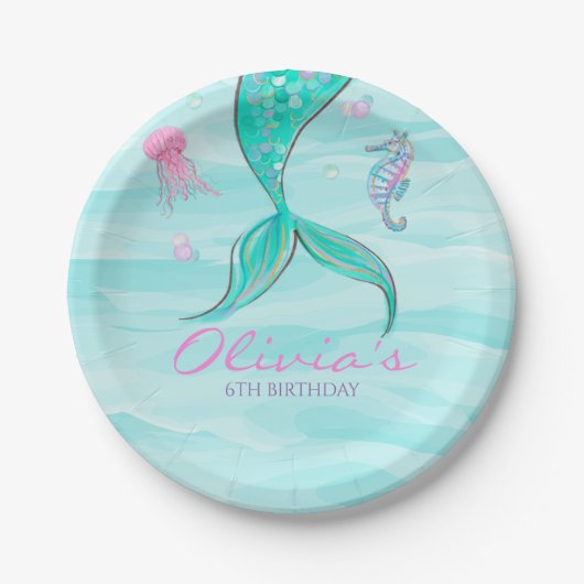 Mermaid Tail onder de uitnodiging tot vrijdag van  Papieren Bordje (Voorkant)