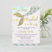 Mermaid Tail onder de uitnodiging van het Baby sho (Staand voorkant)