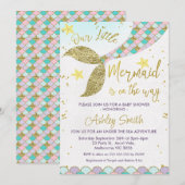 Mermaid Tail onder de uitnodiging van het Baby sho (Voorkant / Achterkant)