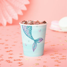 Mermaid Tail onder de Zee 'Birthday Paper Cups' Papieren Bekers