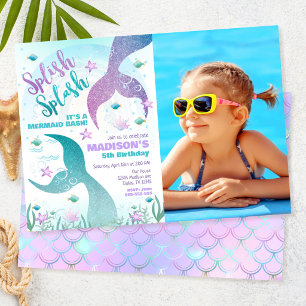 Mermaid Tail Onder de Zee Pool Feest Verjaardag Kaart