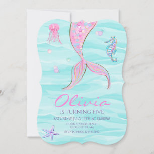 Mermaid Tail Onder de Zee Verjaardagsuitnodiging Kaart