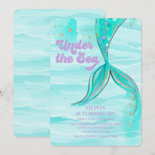 Mermaid Tail Onder de Zee Verjaardagsuitnodiging Kaart
