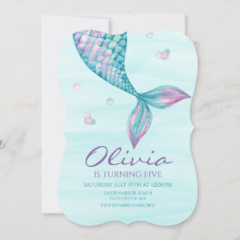 Mermaid Tail Onder de Zee Verjaardagsuitnodiging Kaart