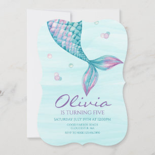 Mermaid Tail Onder de Zee Verjaardagsuitnodiging Kaart