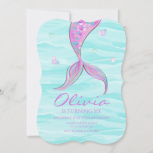 Mermaid Tail Onder de Zee Verjaardagsuitnodiging Kaart