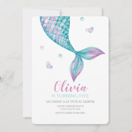 Mermaid Tail Onder de Zee Verjaardagsuitnodiging Kaart