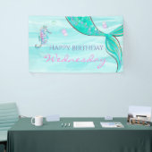 Mermaid Tail onder het Zee 'Birthday Banner' Spandoek (Beurs)