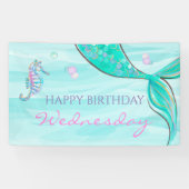 Mermaid Tail onder het Zee 'Birthday Banner' Spandoek (Horizontaal)