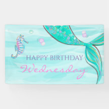 Mermaid Tail onder het Zee 'Birthday Banner'