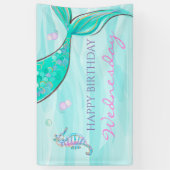 Mermaid Tail onder het Zee 'Birthday Banner' Spandoek (Verticaal)