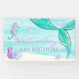Mermaid Tail onder het Zee 'Birthday Banner' Spandoek