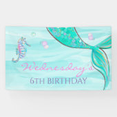 Mermaid Tail onder het Zee 'Birthday Banner' Spandoek (Horizontaal)