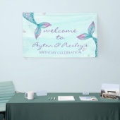 Mermaid Tail onder het Zee 'Birthday Banner' Spandoek (Beurs)