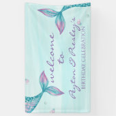 Mermaid Tail onder het Zee 'Birthday Banner' Spandoek (Verticaal)