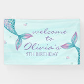 Mermaid Tail onder het Zee 'Birthday Banner' Spandoek (Horizontaal)
