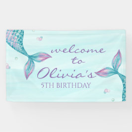 Mermaid Tail onder het Zee 'Birthday Banner' Spandoek