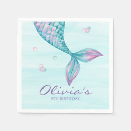 Mermaid Tail onder het Zee Birthday Napkins Servet