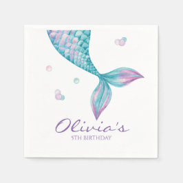 Mermaid Tail onder het Zee Birthday Napkins Servet