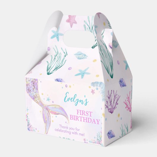 Mermaid Tail onder het Zee Girl Birthday Bedankdoosjes (Achterkant)