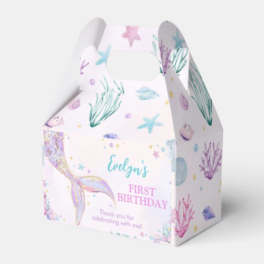 Mermaid Tail onder het Zee Girl Birthday Bedankdoosjes (Voorkant Zijde)
