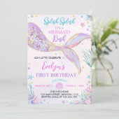 Mermaid Tail onder het Zee Girl Birthday Kaart (Staand voorkant)