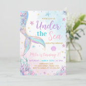 Mermaid Tail onder het Zee Girl Birthday Kaart (Staand voorkant)