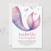 Mermaid Tail onder het Zee Girl Birthday Kaart (Voorkant)