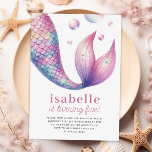 Mermaid Tail onder het Zee Girl Birthday Kaart