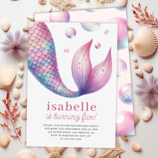 Mermaid Tail onder het Zee Girl Birthday Kaart