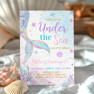 Mermaid Tail onder het Zee Girl Birthday Kaart