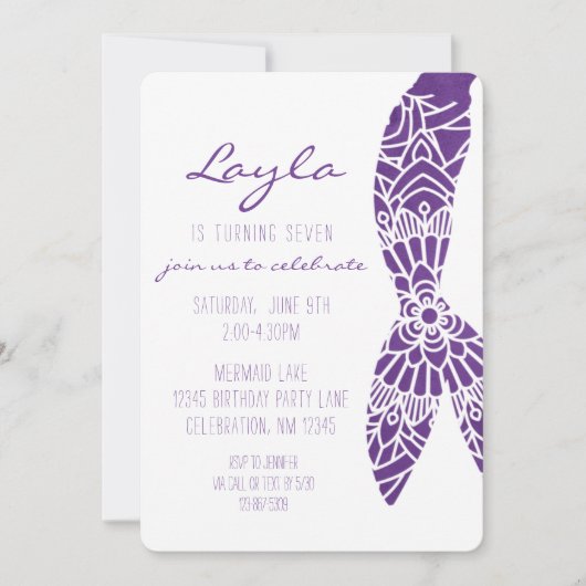 Mermaid Tail onder het Zee Girl Birthday Kaart (Voorkant)