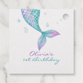 Mermaid Tail onder het Zee van Birthday Bedankjes Labels (Achterkant)