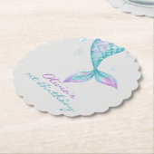 Mermaid Tail onder het Zee van Birthday Kartonnen Onderzetters (Gekanteld)