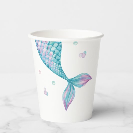 Mermaid Tail onder het Zee van Birthday Papieren Bekers (Voorkant)