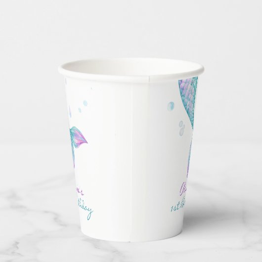 Mermaid Tail onder het Zee van Birthday Papieren Bekers (Rechts)