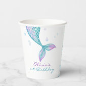 Mermaid Tail onder het Zee van Birthday Papieren Bekers (Voorkant)