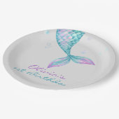 Mermaid Tail onder het Zee van Birthday Papieren Bordje (Gekanteld)