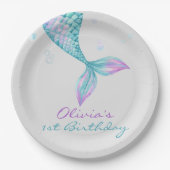 Mermaid Tail onder het Zee van Birthday Papieren Bordje (Voorkant)