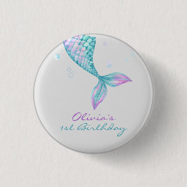 Mermaid Tail onder het Zee van Birthday Ronde Button 3,2 Cm