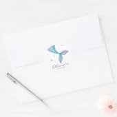 Mermaid Tail onder het Zee van Birthday Ronde Sticker (Envelop)