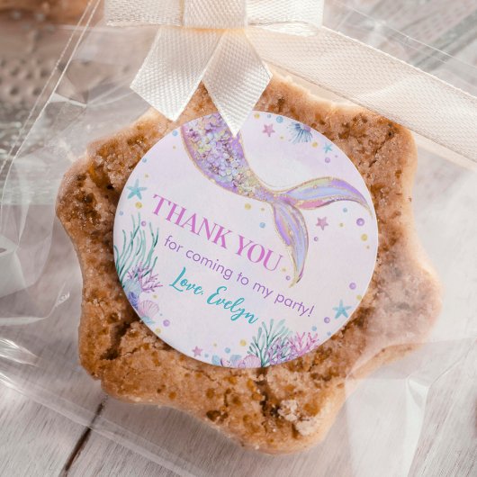 Mermaid Tail onder het Zee van Birthday Ronde Sticker