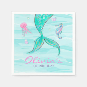 Mermaid Tail onder het Zee van Birthday Servet