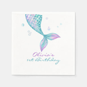 Mermaid Tail onder het Zee van Birthday Servet