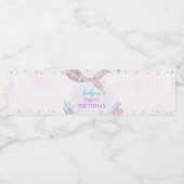 Mermaid Tail onder het Zee van Birthday Waterfles Etiket (Enkel label)