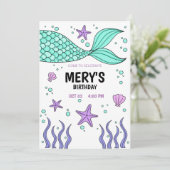 Mermaid Tail, onder het zee van de verjaardag Kaart (Staand voorkant)