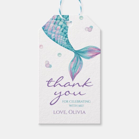 Mermaid Tail onder het Zee Verjaardag gunst Gift L Cadeaulabel (Voorkant)