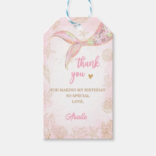 Mermaid Tail onder het Zee Verjaardag gunst Gift L Cadeaulabel (Voorkant)